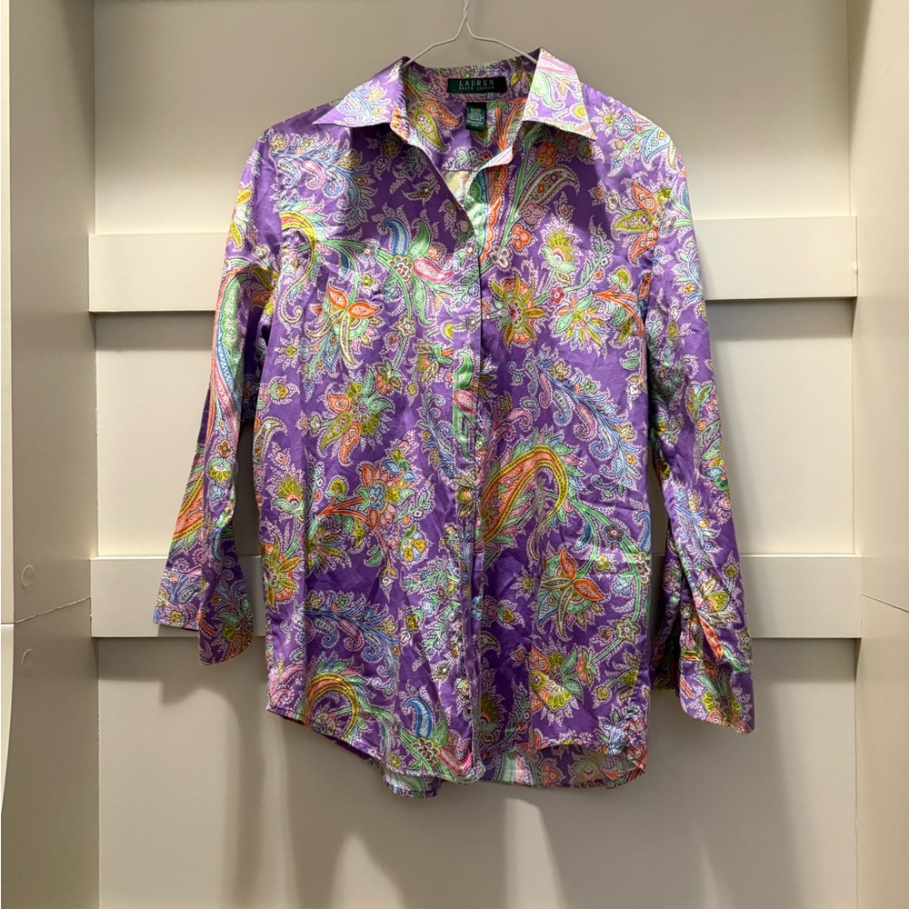Lauren Ralph Lauren Purple Paisley Button Down Shirt